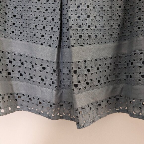 Elie Tahari Blue Eyelet Skirt - Picture 2 of 6